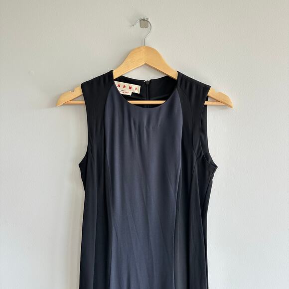 MARNI Colorblock Sleeveless Crew Neck Mini Shift Dress Black 38 - Picture 3 of 10